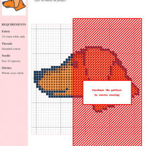Image of a cross stitch pattern depicting the profile of a cute orange dog.