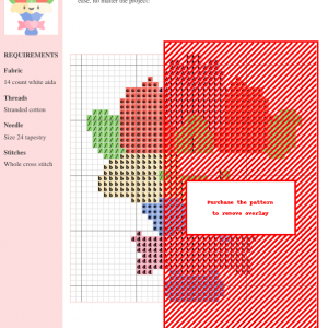 Image of a charming cross stitch pattern featuring a bouquet of pink and red flowers tied with a pink ribbon and heart.