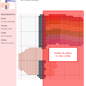 Cross stitch pattern depicting a hand holding a rainbow pride flag. Vibrant colors and detailed stitching.