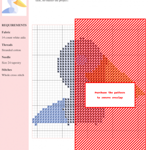 Cross stitch pattern featuring a charming, cartoon-style pelican in pastel blues, whites, and yellows.