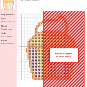 Image of a charming cupcake cross stitch pattern featuring pastel rainbow colors and a simple, sweet design.