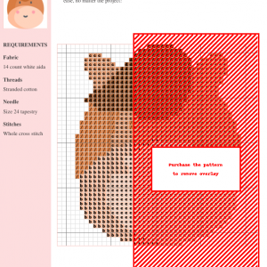Image of a charming cross stitch pattern featuring a cute brown horse head with pink cheeks.