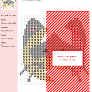 Cross stitch pattern featuring a cute, simplified design of a Birman cat's face in cream, grey, and pink.