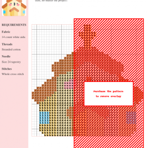 Image of a charming kawaii-style church cross-stitch pattern featuring a yellow church with brown roof and blue windows.