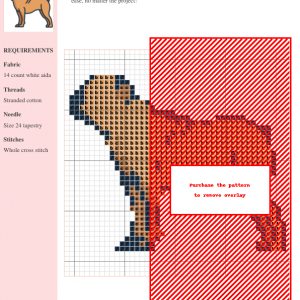 Cross stitch pattern design featuring a charming tan bulldog, perfect for dog lovers and cross-stitch enthusiasts.