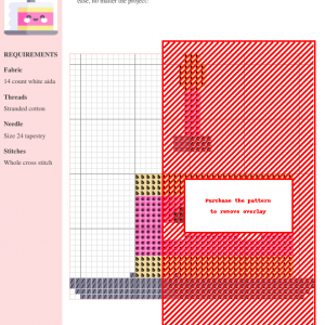 Image of a cross-stitch pattern depicting a cute, kawaii-style birthday cake with a single candle.