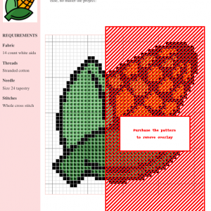 Image of a charming cross stitch pattern depicting a single ear of corn with green leaves.