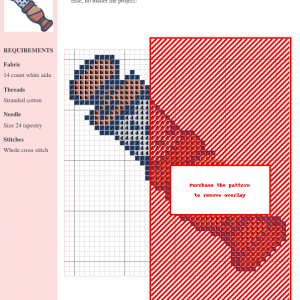 Image of a cross stitch pattern depicting a detailed pepper mill, featuring brown and beige tones with intricate details.