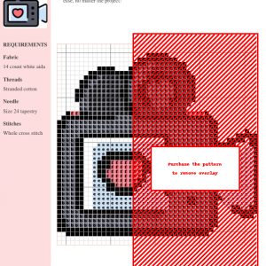 A charming cross-stitch pattern depicting a vintage video camera with a heart displayed on its screen. Perfect for film buffs and romantic stitchers.