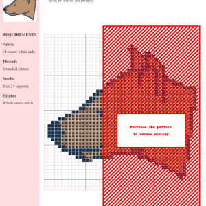 Image of a charming cross-stitch pattern featuring a hyena's head, rendered in warm brown tones with simple, clean lines.