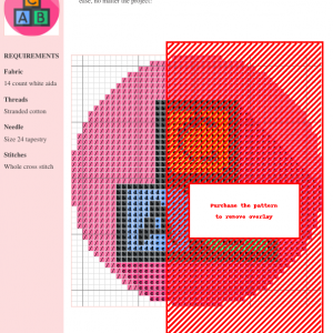 Cross stitch pattern featuring three colorful blocks spelling ABC. A charming design perfect for beginners.