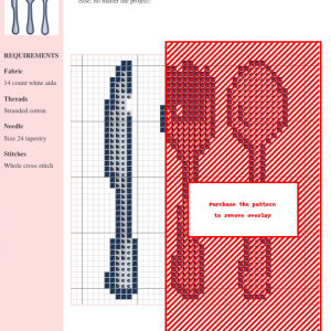 Image of a cross-stitch pattern depicting a knife, fork, and spoon in a simple, elegant style.