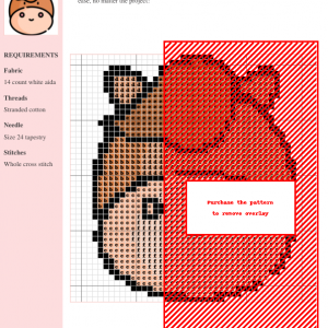 Image of a charming brown horse cross stitch pattern. The design features a simplified, kawaii-style horse head.