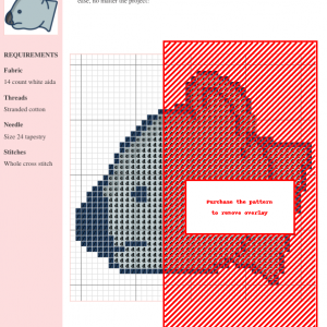 Cross stitch pattern featuring a charming koala head, rendered in shades of grey and dark blue.