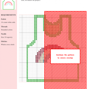 Cross stitch pattern of a pastel rainbow on a white singlet top.