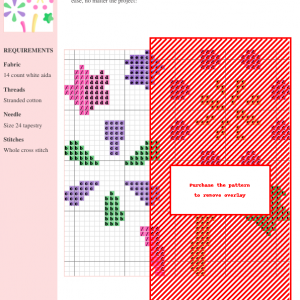 Image of a vibrant fireworks cross stitch pattern featuring pastel pink, purple, green, and yellow stars and firework shapes.