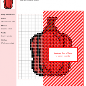 A charming cross-stitch pattern depicting a red bell pepper with a green stem. Perfect for kitchen décor or a foodie-themed project.