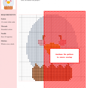 Cross stitch pattern of a cute baby eagle hatching from an egg, featuring pastel colors and simple stitching.