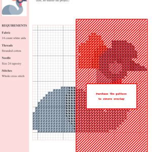 A charming cross-stitch pattern depicting a grey crane with orange and pink accents. Perfect for beginner to intermediate stitchers.