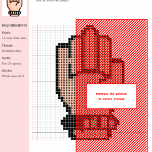 Cross stitch pattern design featuring a hand adorned with a rainbow-colored bracelet, symbolizing LGBTQ+ pride.