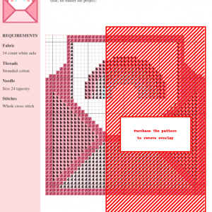 Image of a cross stitch pattern depicting a rainbow inside a pink envelope. Perfect for crafting and needlepoint projects.