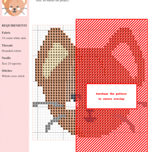 Image of a charming cross-stitch pattern depicting the face of a Peterbald cat in soft orange and cream colors.