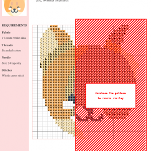 Cross stitch pattern depicting a charming Somali wildcat with orange and peach tones. The design features a simplified, cute style.