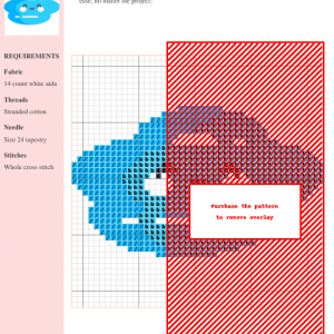 Cross stitch pattern featuring a cute, smiling blue puddle design. Perfect for beginners and experienced stitchers.