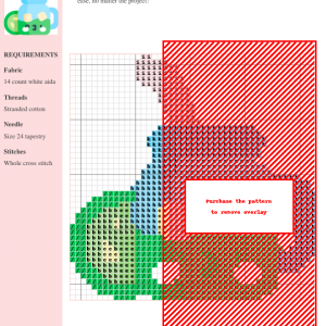 Image of a cross-stitch pattern featuring a kawaii mason jar smoothie with a pink straw and lime slice.