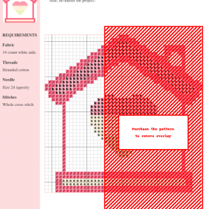 Image of a charming cross stitch pattern depicting a pink house with a pastel heart inside. Perfect for home decor or gifting.