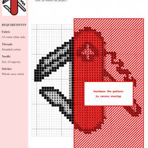 Image of a cross-stitch pattern depicting a red Swiss Army knife with various tools open.