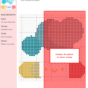 Cross stitch pattern featuring a cute cartoon cigarette with light blue smoke, in a kawaii style.