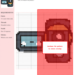 Cross stitch pattern of a cute, cartoon video camera with a smiling screen. Perfect for crafting and needlepoint projects.