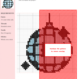 Image of a cross stitch pattern depicting a disco ball with sparkling accents.