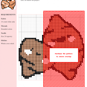 Cross stitch pattern featuring two cute, cartoonish sweet potatoes in warm orange tones.