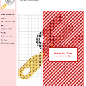 Cross stitch pattern of a cute, smiling rake with a yellow handle. Perfect for garden-themed projects.