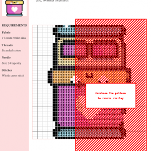 Image of a charming cross stitch pattern depicting a stylized bed with a heart, perfect for beginners and experienced stitchers.