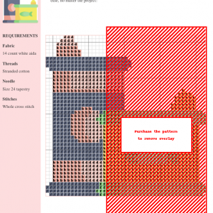 Cross stitch pattern design featuring two colorful cans of food, one with stripes and the other showing a fish, perfect for kitchen or pantry decor.