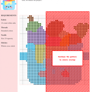 Cross stitch pattern featuring a cute, cartoon-style pot overflowing with various vegetables, including eggplant, carrots, and potatoes.