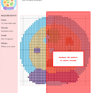 Cross stitch pattern depicting a bowl of soup with vegetables and a spoon.