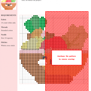 Cross stitch pattern of a cute, cartoon bowl filled with carrots, turnips, and lettuce. Perfect for beginner cross stitchers.