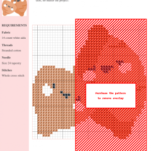 Image of a cross-stitch pattern featuring two cute, cartoon-style sweet potatoes.