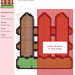 Cross stitch pattern of a charming wooden fence with three posts, set against a simple green grass base.