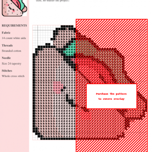 Cross stitch pattern featuring a kawaii-style sandwich with lettuce, tomato, and bread.