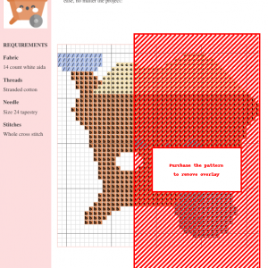 Image of a charming cross-stitch pattern depicting a smiling wheelbarrow filled with sand.