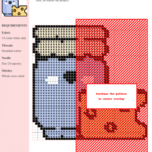 Cross stitch pattern featuring a cute cartoon jar of jam and a slice of cheese.