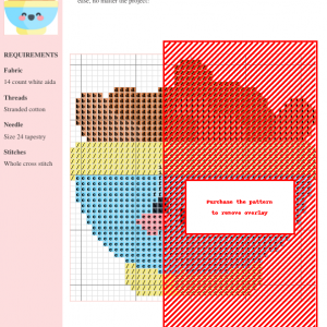 Cross stitch pattern featuring a cute cartoon bowl overflowing with beans. The bowl has a happy face.