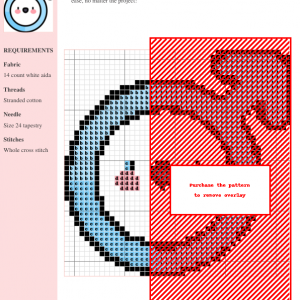 Image of a cross-stitch pattern depicting a kawaii-style male symbol with a cute face.