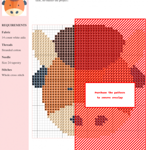 Image of a charming bison cross stitch pattern featuring an orange and brown bison with simple features, perfect for beginner to intermediate stitchers.