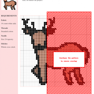 Cross stitch pattern design featuring a charming deer with brown and black thread. Ideal for beginners and experienced stitchers alike.
